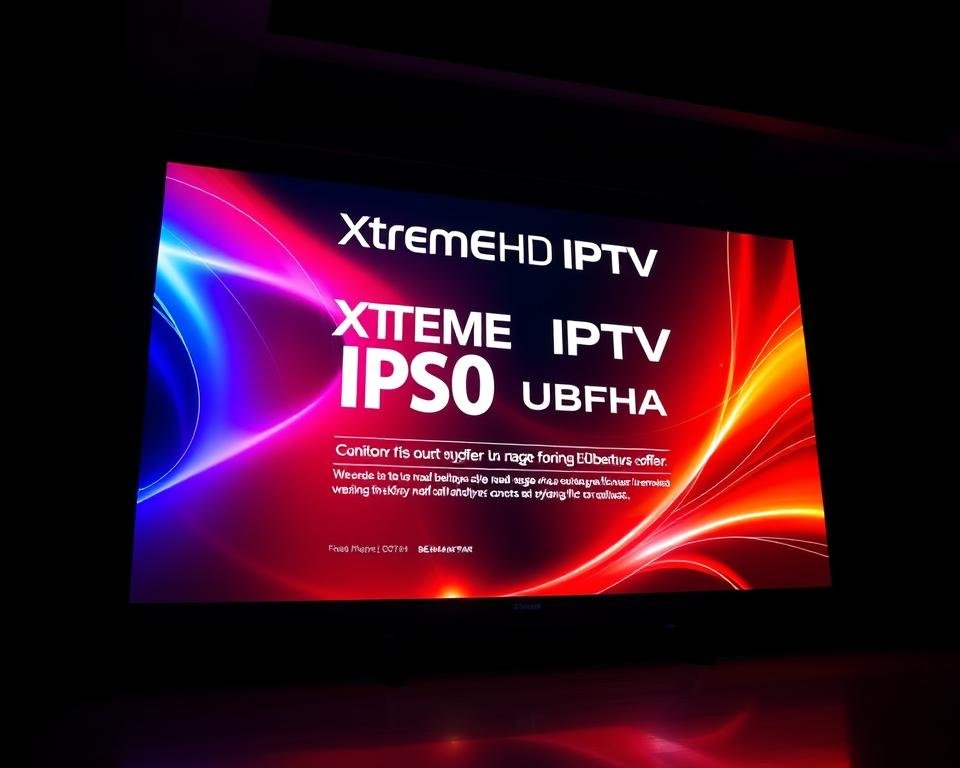 A modern, dynamic digital signage display showcasing the "Xtreme HD IPTV Discount Offer". The display is backlit with vibrant, high-contrast colors that draw the eye. The offer details are prominently featured, with sleek typography and clean layout. Subtle visual accents, such as shimmering highlights and reflections, add depth and visual interest. The overall composition conveys a sense of premium quality and unbeatable value. Dramatic studio lighting creates deep shadows and highlights the display's elegant, high-end aesthetic. The camera angle is slightly low, creating an imposing, attention-grabbing presence. A modern, dynamic digital signage display showcasing the "Xtreme HD IPTV Discount Offer". The display is backlit with vibrant, high-contrast colors that draw the eye. The offer details are prominently featured, with sleek typography and clean layout. Subtle visual accents, such as shimmering highlights and reflections, add depth and visual interest. The overall composition conveys a sense of premium quality and unbeatable value. Dramatic studio lighting creates deep shadows and highlights the display's elegant, high-end aesthetic. The camera angle is slightly low, creating an imposing, attention-grabbing presence.