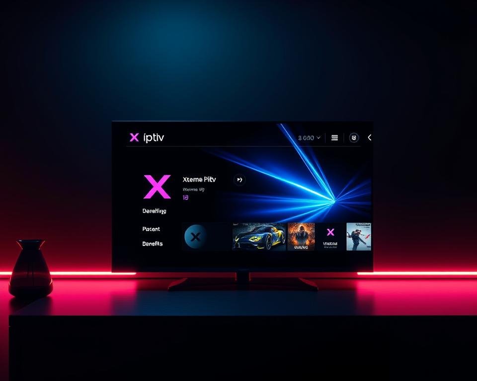 A sleek, modern IPTV interface against a dark, moody background, showcasing the Xtreme HD IPTV UK free trial offering. Vibrant, high-definition graphics with a clean, minimalist design highlight the key features and benefits. Subtle neon accents and a hint of futuristic ambiance create an alluring, premium aesthetic. Crisp, cinematic lighting emphasizes the depth and clarity of the on-screen content, drawing the viewer's attention to the seamless streaming experience. The overall composition exudes a sense of exclusivity and technological sophistication, inviting the audience to explore the Xtreme HD IPTV UK free trial.