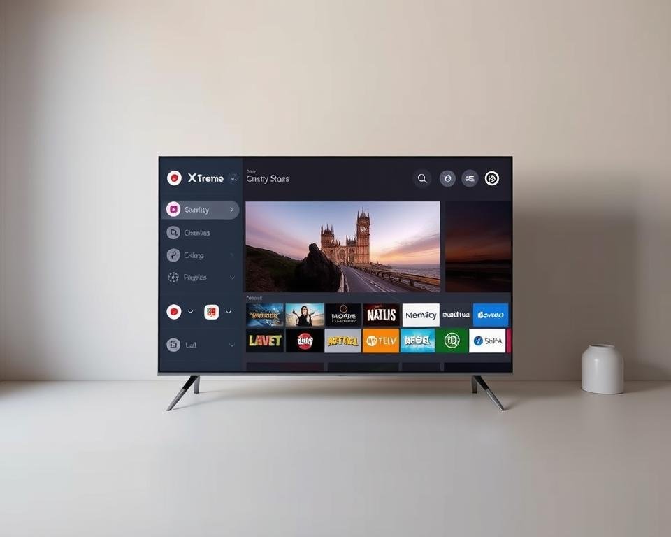 A sleek, modern user interface for Xtreme HD IPTV, designed with a focus on intuitive navigation and a seamless viewing experience. The foreground displays a clean, minimalist layout with crisp iconography and intuitive menu options, allowing users to effortlessly browse and select their favorite live TV channels, on-demand content, and streaming services. The middle ground showcases a high-definition, widescreen preview of the currently selected channel, showcasing the platform's exceptional visual quality. The background features a soft, gradient-based color scheme that complements the interface's sophisticated aesthetic, creating a visually pleasing and immersive environment. Soft, directional lighting illuminates the scene, accentuating the interface's depth and adding a sense of depth and dimensionality. The overall mood is one of sleek, modern elegance, inviting users to enjoy a premium IPTV experience.